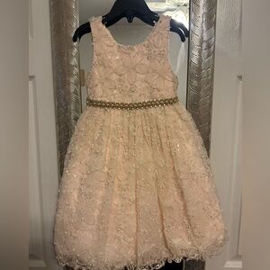 Elegant Pink Kids Dress with Gold Accents